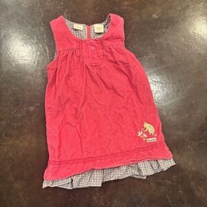 Disney Classic Pooh Pink Corduroy Dress with Floral Buttons Vintage 90s Y2K